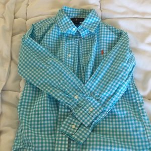 Light blue gingham Polo button up